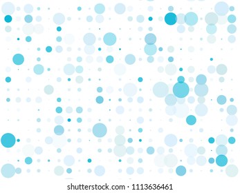 Dotted background with circles, dots, point different size, scale. Bokeh pattern. Design element for web banners, posters, cards, wallpapers, sites, panels. Blue color Vector illustration