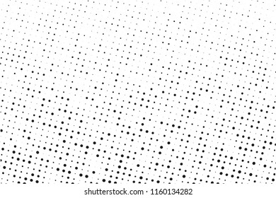 Dotted background with circles, dots, point different size, scale. Halftone pattern. Design element for web banners, posters, cards, wallpapers, sites, panels. Black - white color Vector illustration