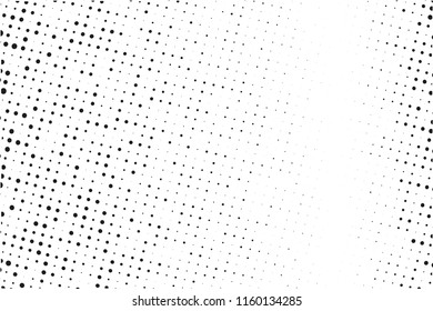 Dotted background with circles, dots, point different size, scale. Halftone pattern. Design element for web banners, posters, cards, wallpapers, sites, panels. Black - white color Vector illustration