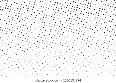 Dotted background with circles, dots, point different size, scale. Halftone pattern. Design element for web banners, posters, cards, wallpapers, sites, panels. Black - white color Vector illustration
