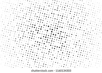 Dotted background with circles, dots, point different size, scale. Halftone pattern. Design element for web banners, posters, cards, wallpapers, sites, panels. Black - white color Vector illustration