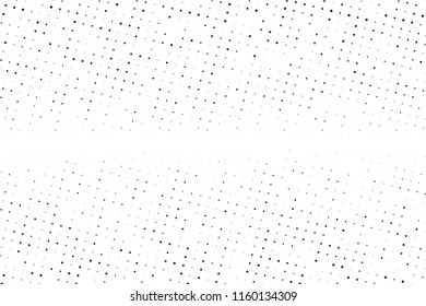 Dotted background with circles, dots, point different size, scale. Halftone pattern. Design element for web banners, posters, cards, wallpapers, sites, panels. Black - white color Vector illustration