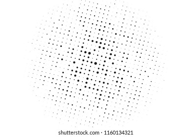 Dotted background with circles, dots, point different size, scale. Halftone pattern. Design element for web banners, posters, cards, wallpapers, sites, panels. Black - white color Vector illustration