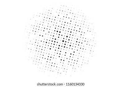 Dotted background with circles, dots, point different size, scale. Halftone pattern. Design element for web banners, posters, cards, wallpapers, sites, panels. Black - white color Vector illustration