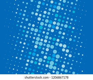 Dotted background with circles, dots, point different size, scale. Halftone pattern. Design element for web banners, posters, cards, wallpapers, sites, panels. Blue color Vector illustration