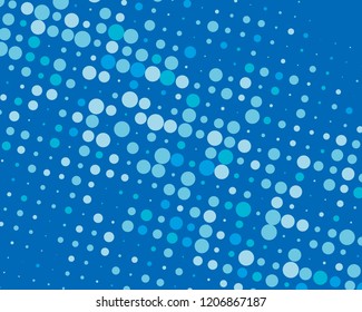 Dotted background with circles, dots, point different size, scale. Halftone pattern. Design element for web banners, posters, cards, wallpapers, sites, panels. Blue color Vector illustration