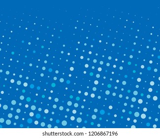 Dotted background with circles, dots, point different size, scale. Halftone pattern. Design element for web banners, posters, cards, wallpapers, sites, panels. Blue color Vector illustration