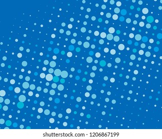 Dotted background with circles, dots, point different size, scale. Halftone pattern. Design element for web banners, posters, cards, wallpapers, sites, panels. Blue color Vector illustration