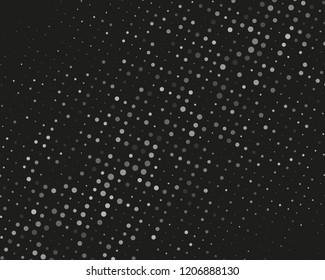 Dotted background with circles, dots, point different size, scale. Halftone pattern. Design element for web banners, posters, cards, wallpapers, sites, panels Black and gray color Vector illustration