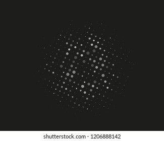 Dotted background with circles, dots, point different size, scale. Halftone pattern. Design element for web banners, posters, cards, wallpapers, sites, panels Black and gray color Vector illustration