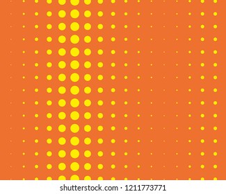 Dotted background with circles, dots, point different size, scale. Halftone pattern. Design element for web banners, posters, cards, wallpapers, sites, panels. Yellow and orange Vector illustration