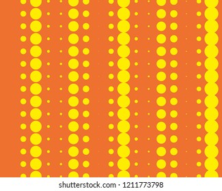 Dotted background with circles, dots, point different size, scale. Halftone pattern. Design element for web banners, posters, cards, wallpapers, sites, panels. Yellow and orange Vector illustration