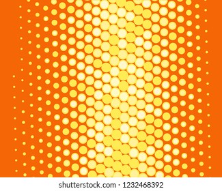 Dotted background with circles, dots, point different size, scale. Halftone pattern. Design element for web banners, posters, cards, wallpapers, sites, panels. Yellow and orange color