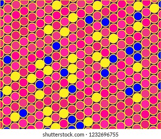 Dotted background with circles, dots, point different size, scale. Halftone pattern. Design element for web banners, posters, cards, wallpapers, sites, panels. Yellow, pink and purple color