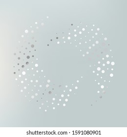 Dotted background with circles, dots, point different size, scale. Light grey color Vector illustration