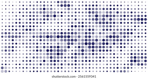 Dotted background with circles, dots, point different size, scale. Halftone pattern. Design element for web banners, posters, cards, wallpapers, sites, panels. Violet color Vector illustration 