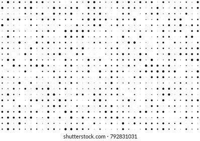 Dotted background with circles, dots, point different size, scale Halftone pattern. Design element for web banners, posters, cards, wallpapers, sites, panels Black and white color Vector illustration 