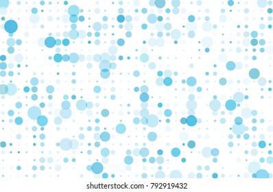 Dotted background with circles, dots, point different size, scale Halftone pattern. Design element for web banners, posters, cards, wallpapers, sites, panels. Blue and white color Vector illustration