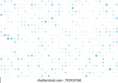 Dotted background with circles, dots, point different size, scale Halftone pattern. Design element for web banners, posters, cards, wallpapers, sites, panels Blue and white color Vector illustration 