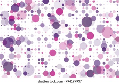 Dotted background with circles, dots, point different size, scale Halftone pattern Design element for web banners, posters, cards, wallpapers, sites, panels. Purple, violet color Vector illustration 