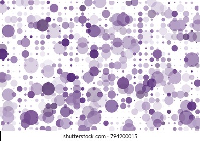 Dotted background with circles, dots, point different size, scale Halftone pattern Design element for web banners, posters, cards, wallpapers, sites, panels. Purple, violet color Vector illustration 