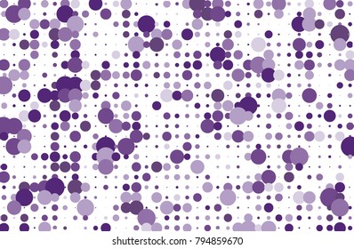 Dotted background with circles, dots, point different size, scale Halftone pattern Design element for web banners, posters, cards, wallpapers, sites, panels. Purple, violet color Vector illustration  