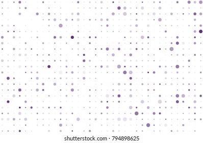 Dotted background with circles, dots, point different size, scale. Halftone pattern Design element for web banners, posters, cards, wallpapers, sites, panels Vector illustration  Violet, purple color