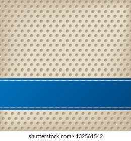 Dotted background design with 3d effect and blue ribbon