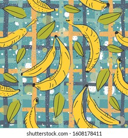 Dotted Background. Seamless Pattern with bananas. Vector Illustration