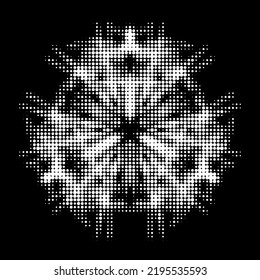 Dotted background from a transparent polka dot halftone mandala.  A gauzy vector contour of dots, strokes, spots.