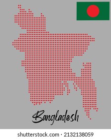 Dotted Bangladesh Map and  Flag