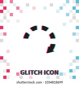 Dotted bar circle arrow glitch effect vector icon.