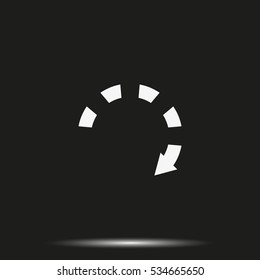 Dotted bar circle arrow icon.