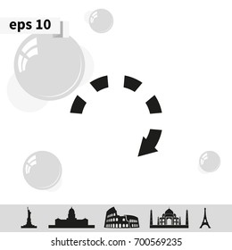 Dotted bar circle arrow icon.