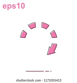 Dotted bar circle arrow thin line vector icon.