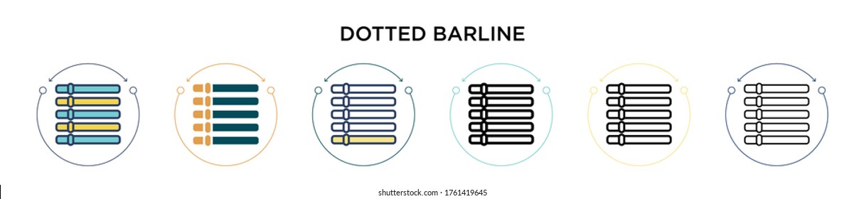 Dotted barline icon in filled, thin line, outline and stroke style. Vector illustration of two colored and black dotted barline vector icons designs can be used for mobile, ui, web