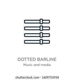 Dotted barline icon. Thin linear dotted barline outline icon isolated on white background from music and media collection. Line vector sign, symbol for web and mobile