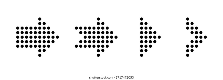 Gestrichelte schwarze Pfeile. Pfeilsymbol-Sammlung. Anderes Pfeilsymbol. PNG transparent