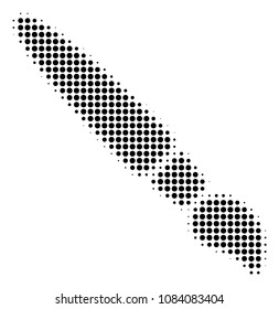 Dotted black brush icon. Vector halftone pattern of brush pictogram formed of spheric dots.
