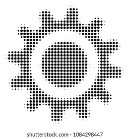 Dotted black cog icon. Vector halftone concept of cog icon created from round points.
