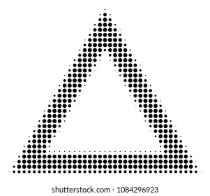 Dotted black contour triangle icon. Vector halftone collage of contour triangle symbol formed with circle dots.