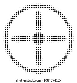 Dotted black drone screw icon. Vector halftone collage of drone screw symbol designed of circle pixels.