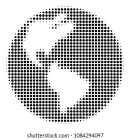 Dotted black Earth icon. Vector halftone pattern of Earth icon designed from circle items.