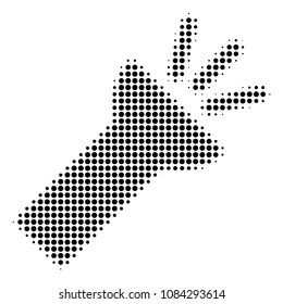 Dotted black electric torch light icon. Vector halftone collage of electric torch light symbol combined from circle elements.