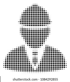 Dotted black engineer icon. Vector halftone concept of engineer pictogram formed from circle elements.