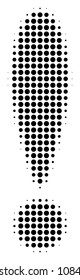 Dotted black exclamation sign icon. Vector halftone concept of exclamation sign icon combined from round pixels.