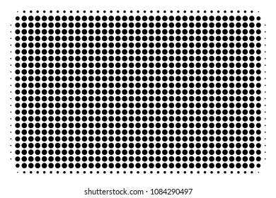 Dotted black filled rectangle icon. Vector halftone collage of filled rectangle pictogram organized from round points.