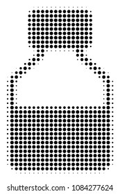 Dotted black liquid bottle icon. Vector halftone collage of liquid bottle pictogram designed from spheric pixels.