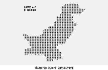 Mapa negro punteado de Pakistán. Ilustración de vectores de mapa de puntos aislados con fondo gris claro.