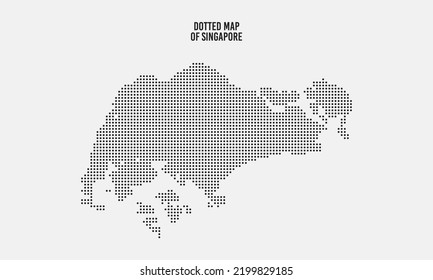 Mapa negro punteado de Singapur. Ilustración de vectores de mapa de puntos aislados con fondo gris claro.